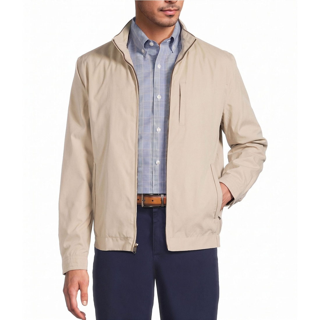 Roundtree & Yorke Mock Neck Microfiber Hipster Jacket