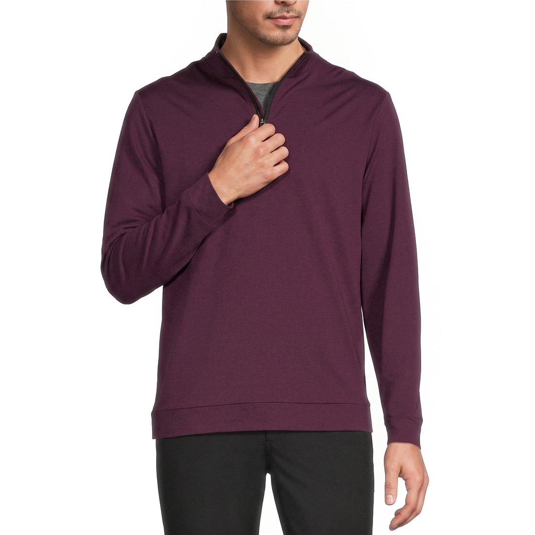 Roundtree & Yorke Big Tall Performance Solid Quarter Zip Pullover
