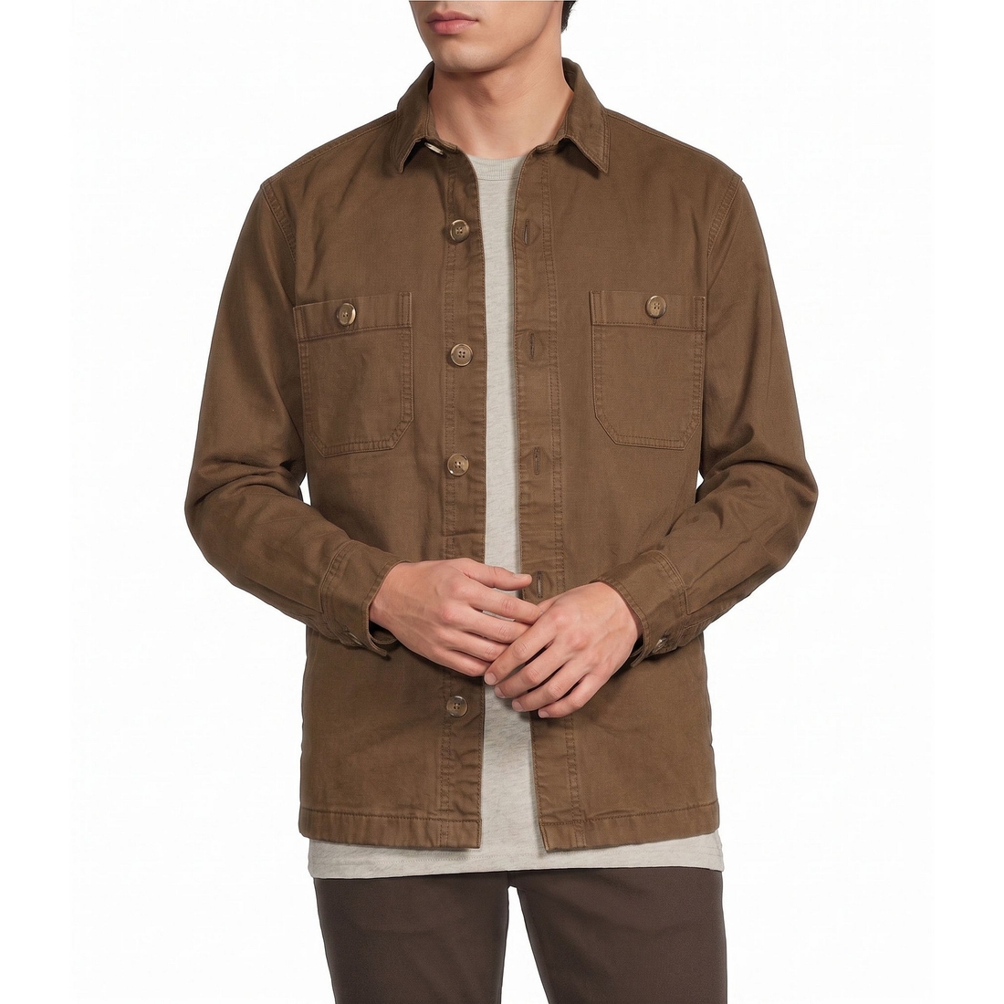 Rowm Big Tall Solid Canvas Shirt Jacket