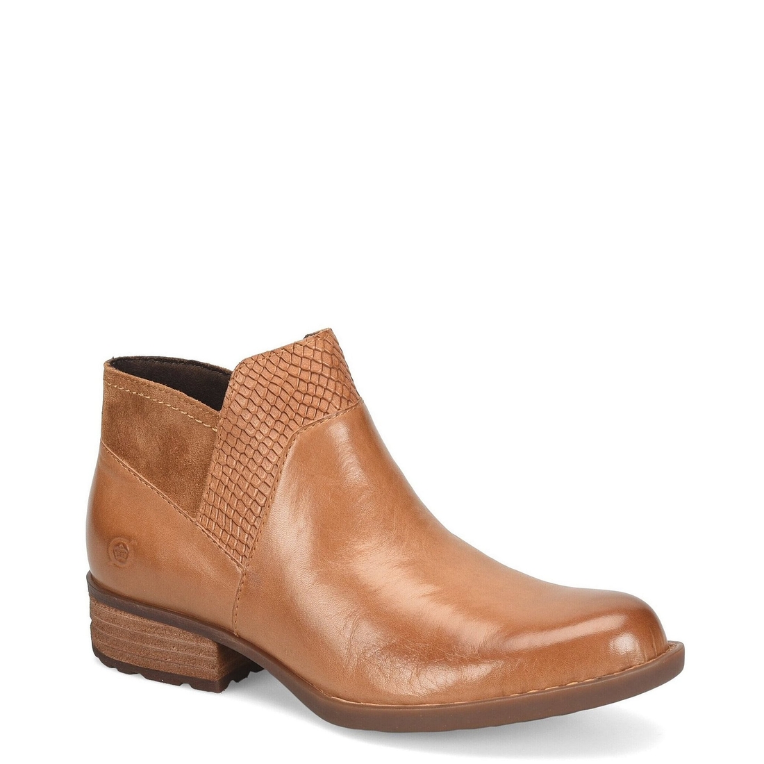 Born Kinney Leather Combo Snake Embossed Accent Ankle Booties