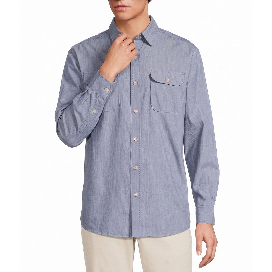 Roundtree & Yorke Big Tall Solid Textured Sport Shirt