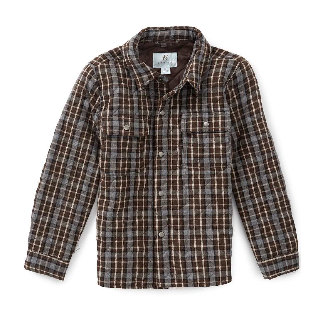 Class Club Big Boys Plaid Snap-Front Quilted Shacket