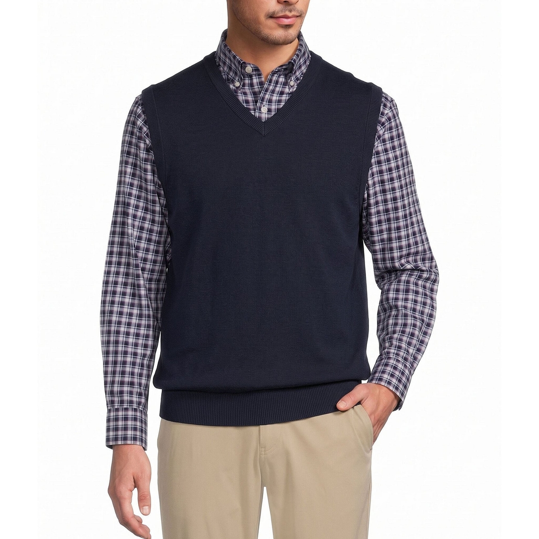 Roundtree & Yorke V-Neck Solid Sweater Vest