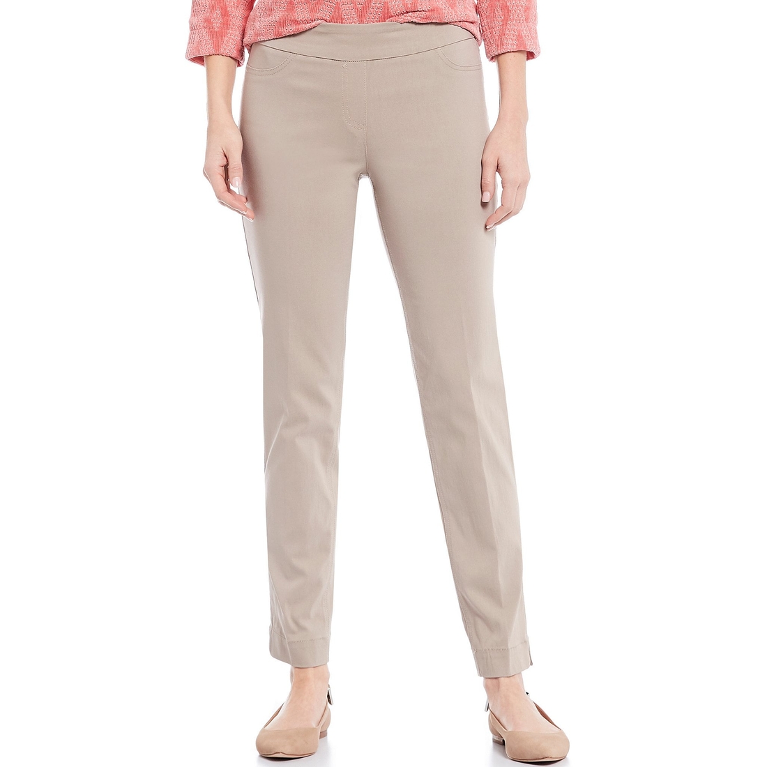 Multiples Slimsation® by Multiples Flat Front Straight Leg Pull-On Ankle Pants