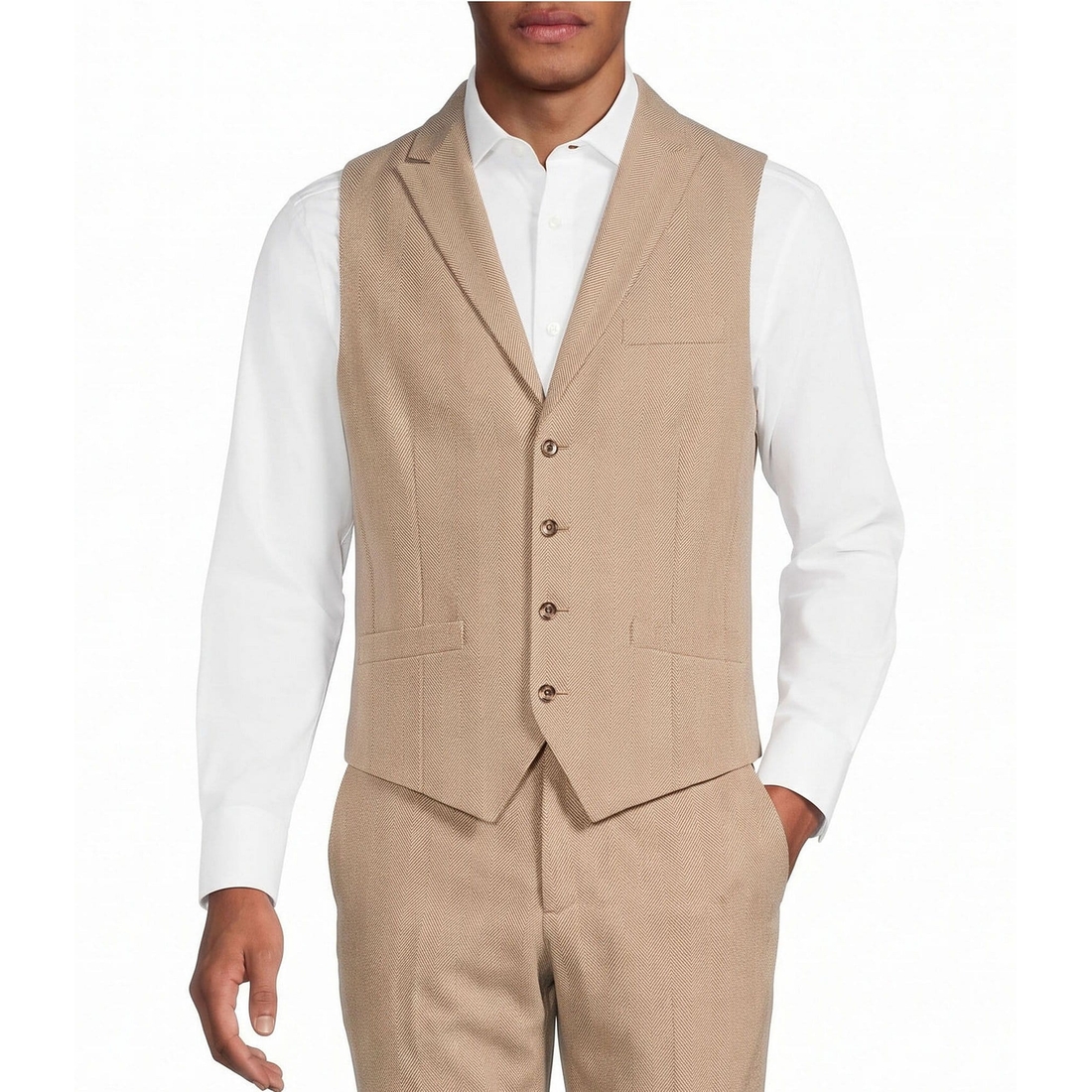 Murano Herringbone Peak Lapel Suit Separates Vest