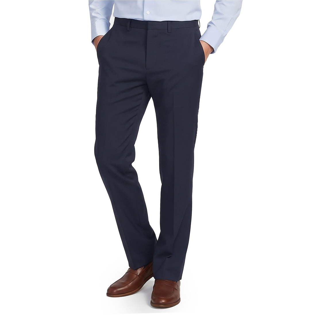 Roundtree & Yorke Performance Flat Front Classic Fit Solid Performance Warp Knit Pants