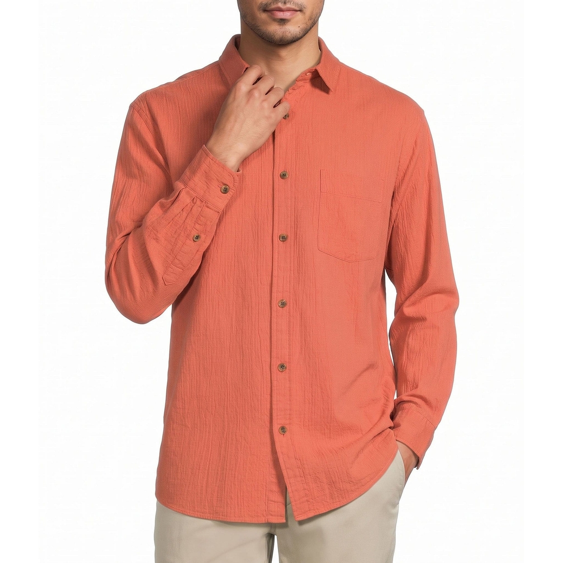 Roundtree & Yorke Herringbone Textured Solid Sport Shirt