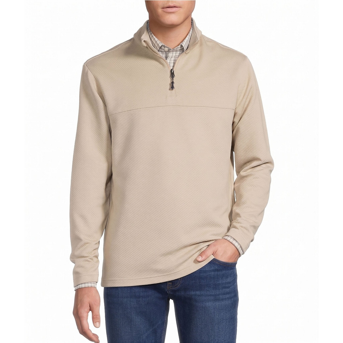 Cremieux Big Tall Blue Label Textured Quarter Zip Pullover