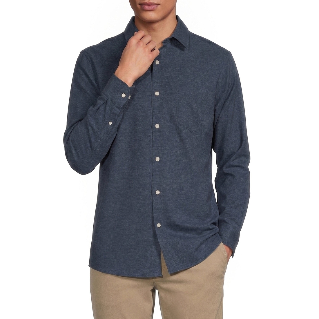 Rowm Big Tall Rec Relax Solid Textured Shirt