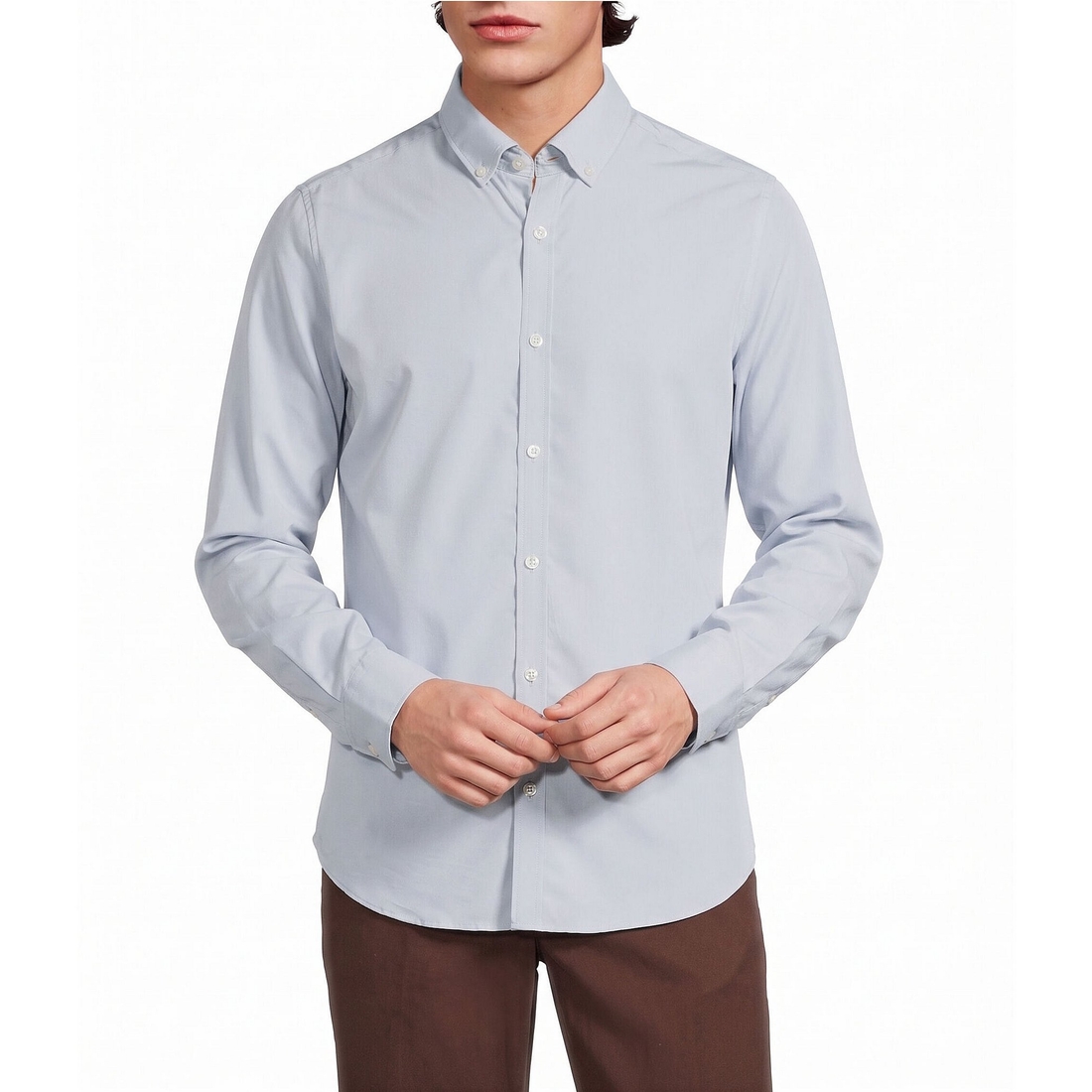 Murano Big Tall Weekend Edit Slim Fit Solid Long Sleeve Woven Shirt