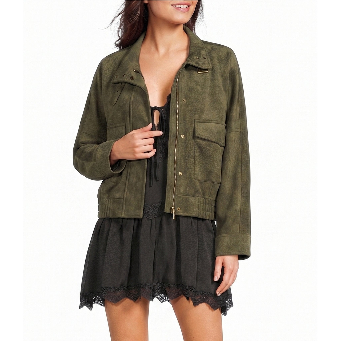 Gb Faux Suede Oversized Jacket