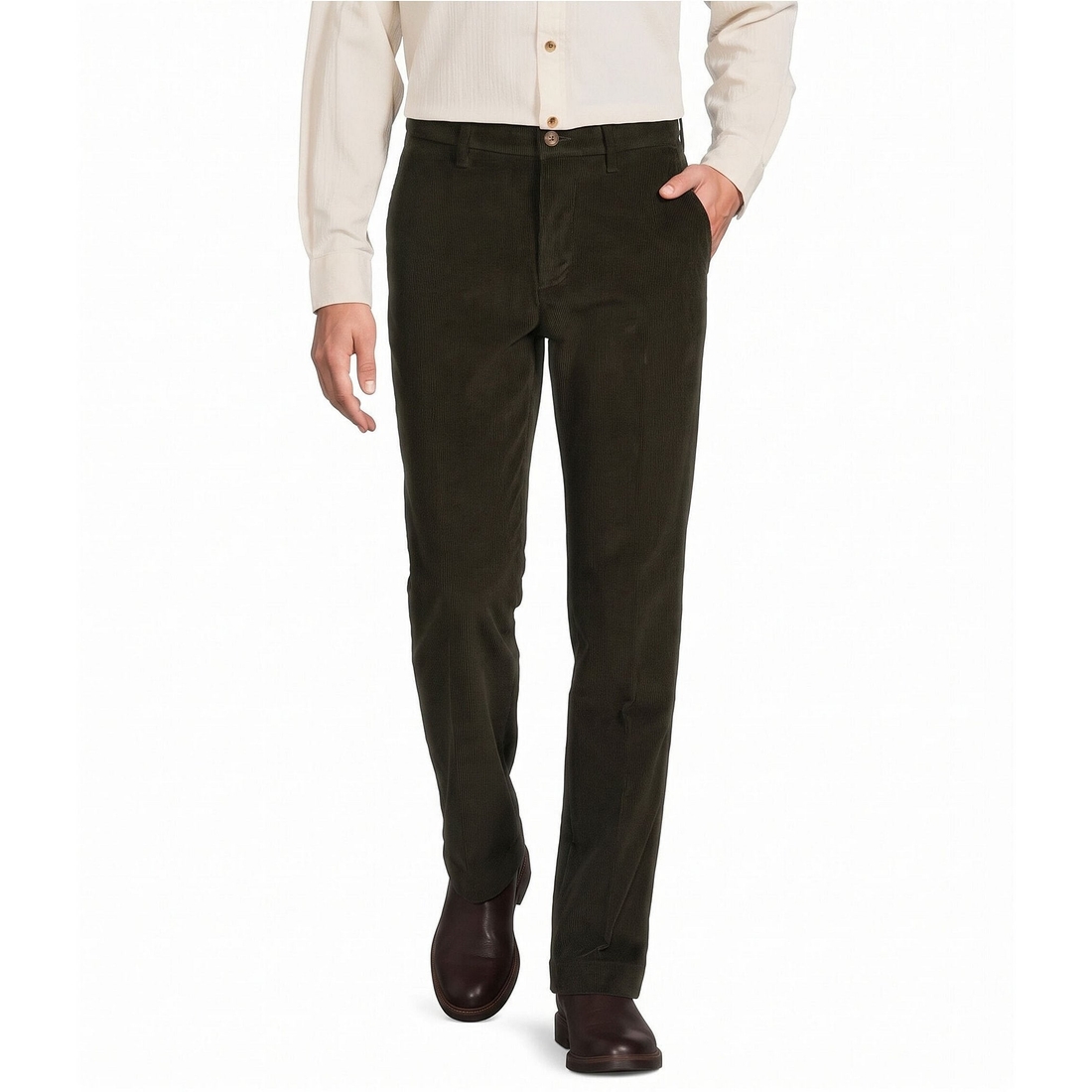 Roundtree & Yorke Flat Front Corduroy Pants