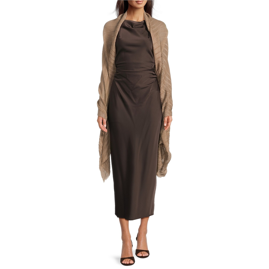 Cezanne Pleated Diagonal Scarf Evening Wrap