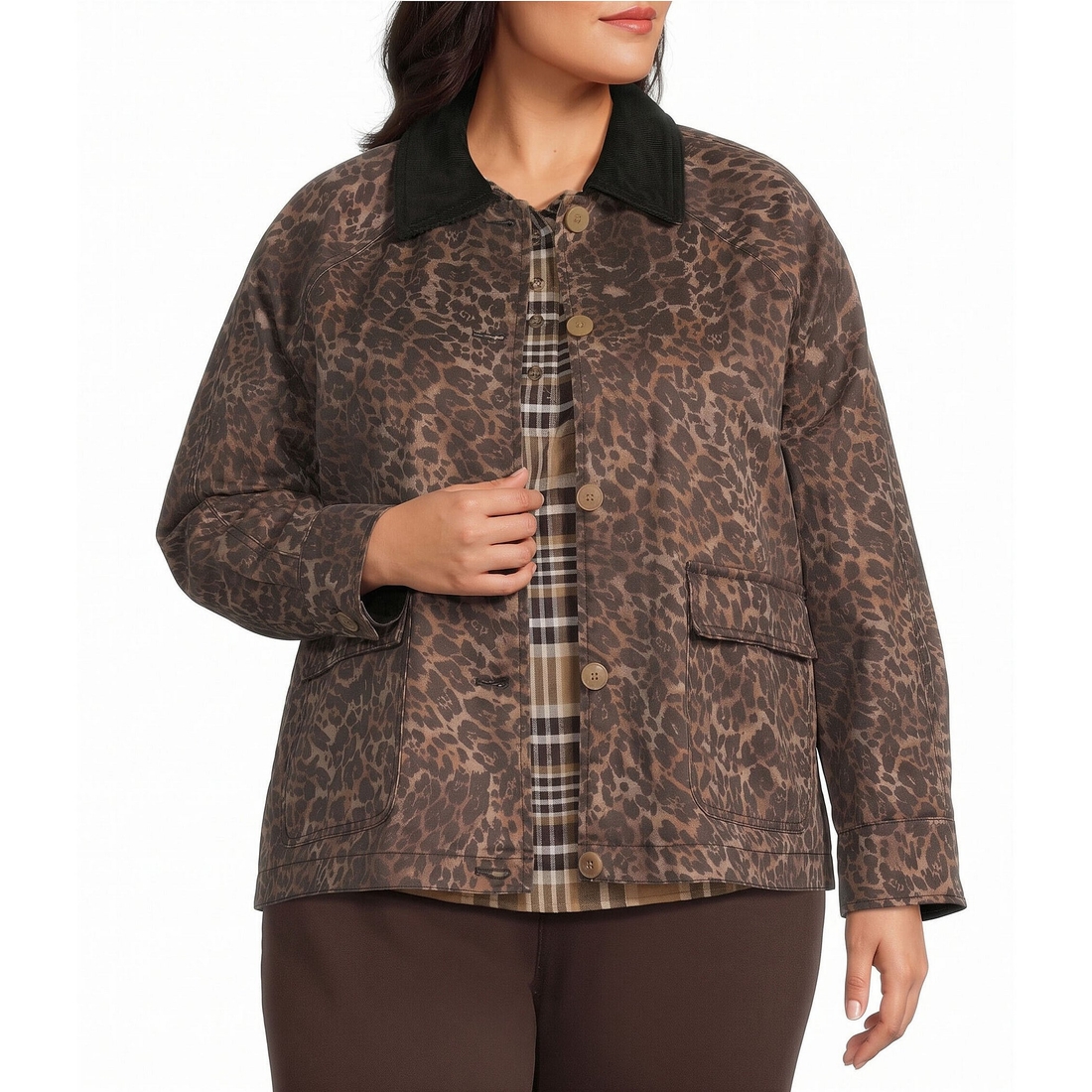Westbound Plus Size Long Sleeve Button Front Barn Jacket