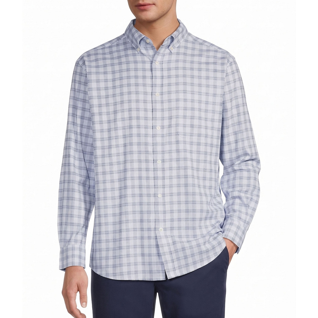 Roundtree & Yorke Big Tall Medium Check Oxford Sport Shirt