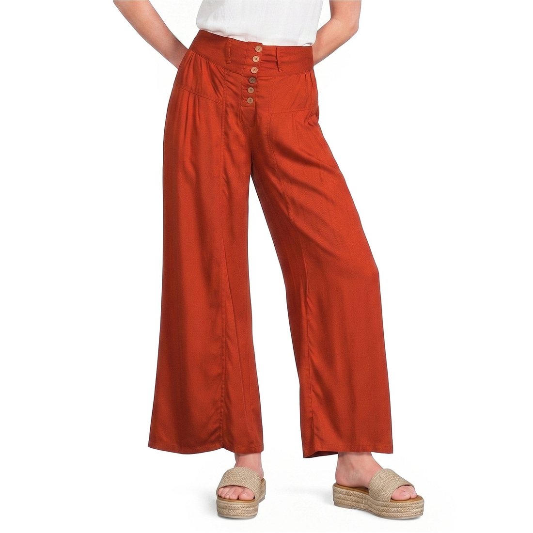 Angie Button Front Wide Leg Pants