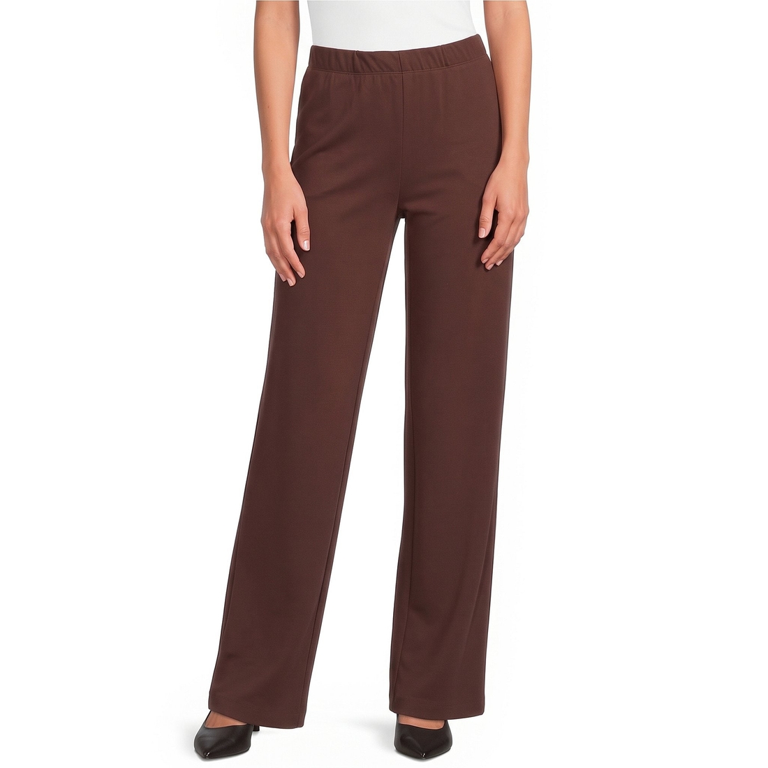 Ali Miles Knit Flared Leg Pull-On Pants