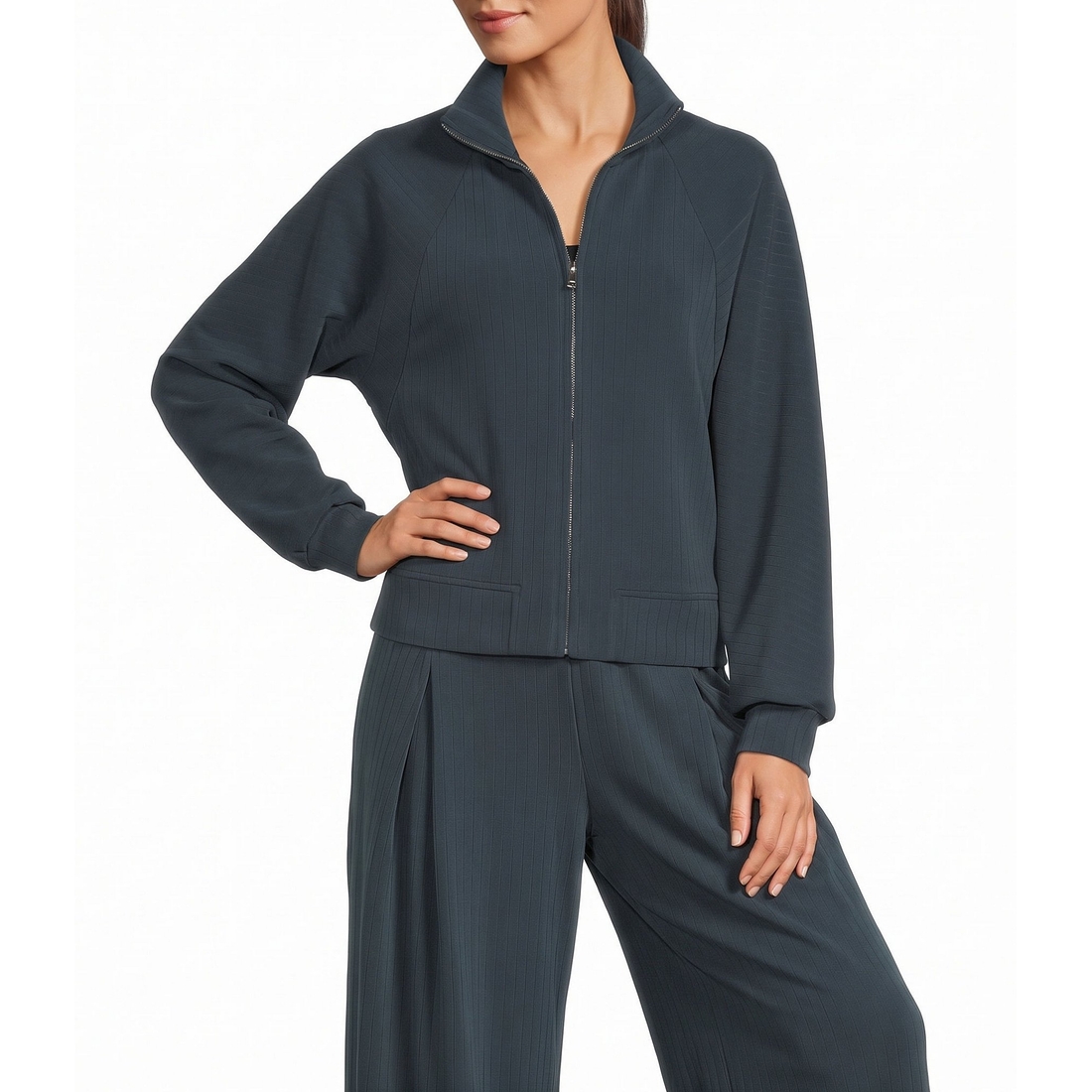 See And Be Seen Structured Stripe Zip Coordinating Jacket