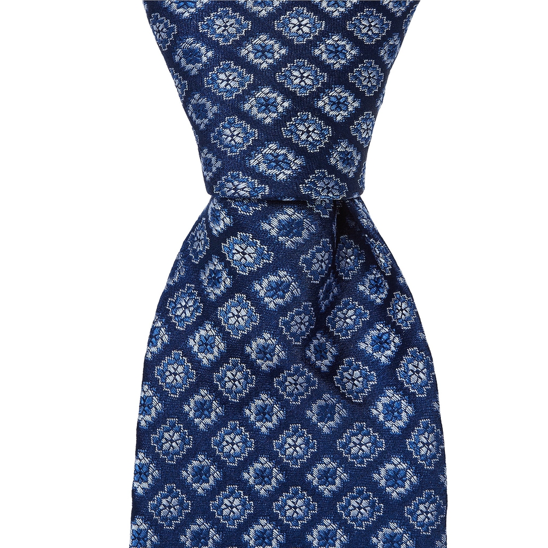Hickey Freeman Mini Square Medallion Pattern Traditional Silk Tie