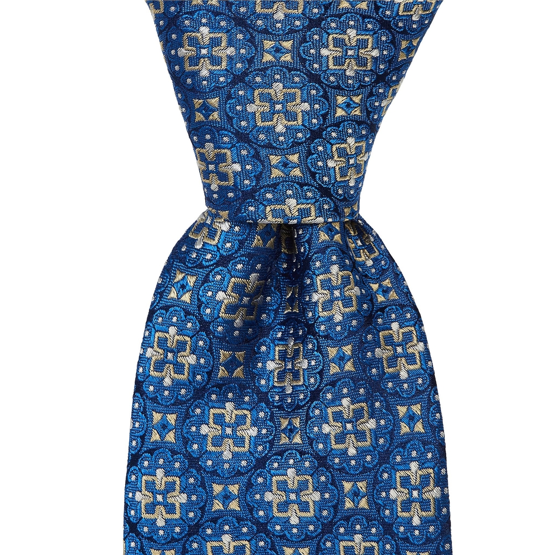Hickey Freeman Medallion Pattern Traditional Silk Tie