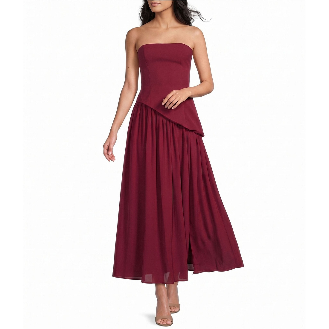 Dear Moon Asymmetrical Front Maxi Dress