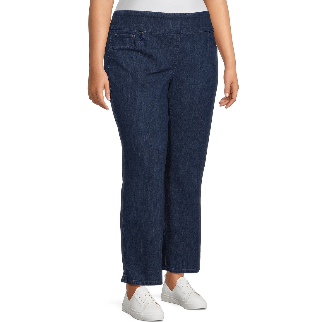 Ruby Rd. Plus Size Extra Stretch Denim Straight Leg Ankle Pull-On Jeans