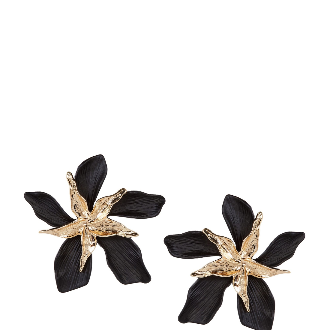 Natasha Accessories Matte Metal Stack Flower Drop Statement Earrings