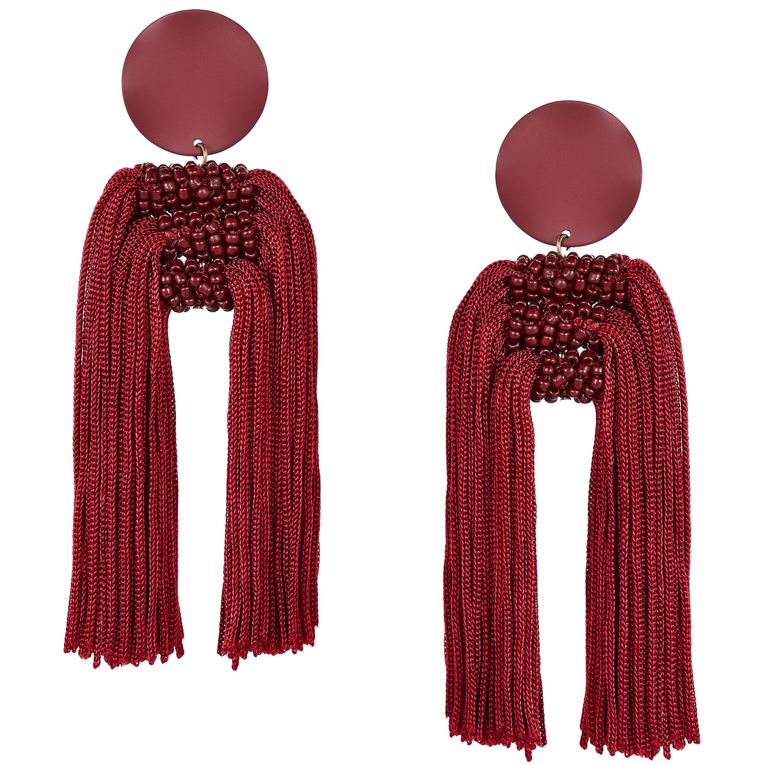Natasha Accessories E Row Beaded Tassel U Statement Drop Earrings