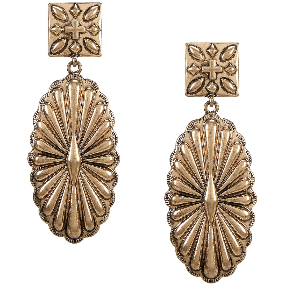 Anna & Ava Western Oversized Flower Drop Statement Earrings