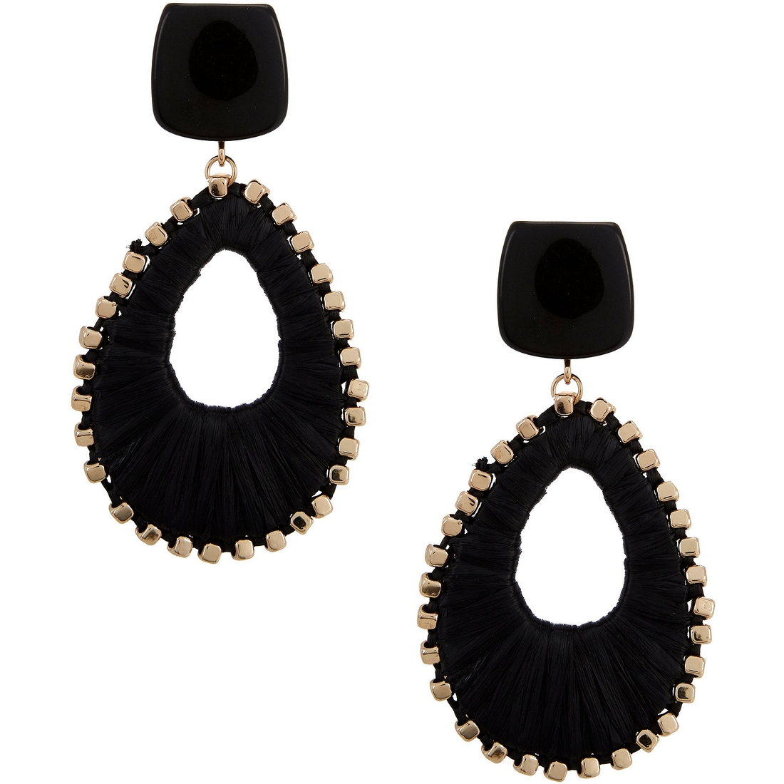 Anna & Ava Resin Post Rafia Thread Wrap Drop Statement Earrings