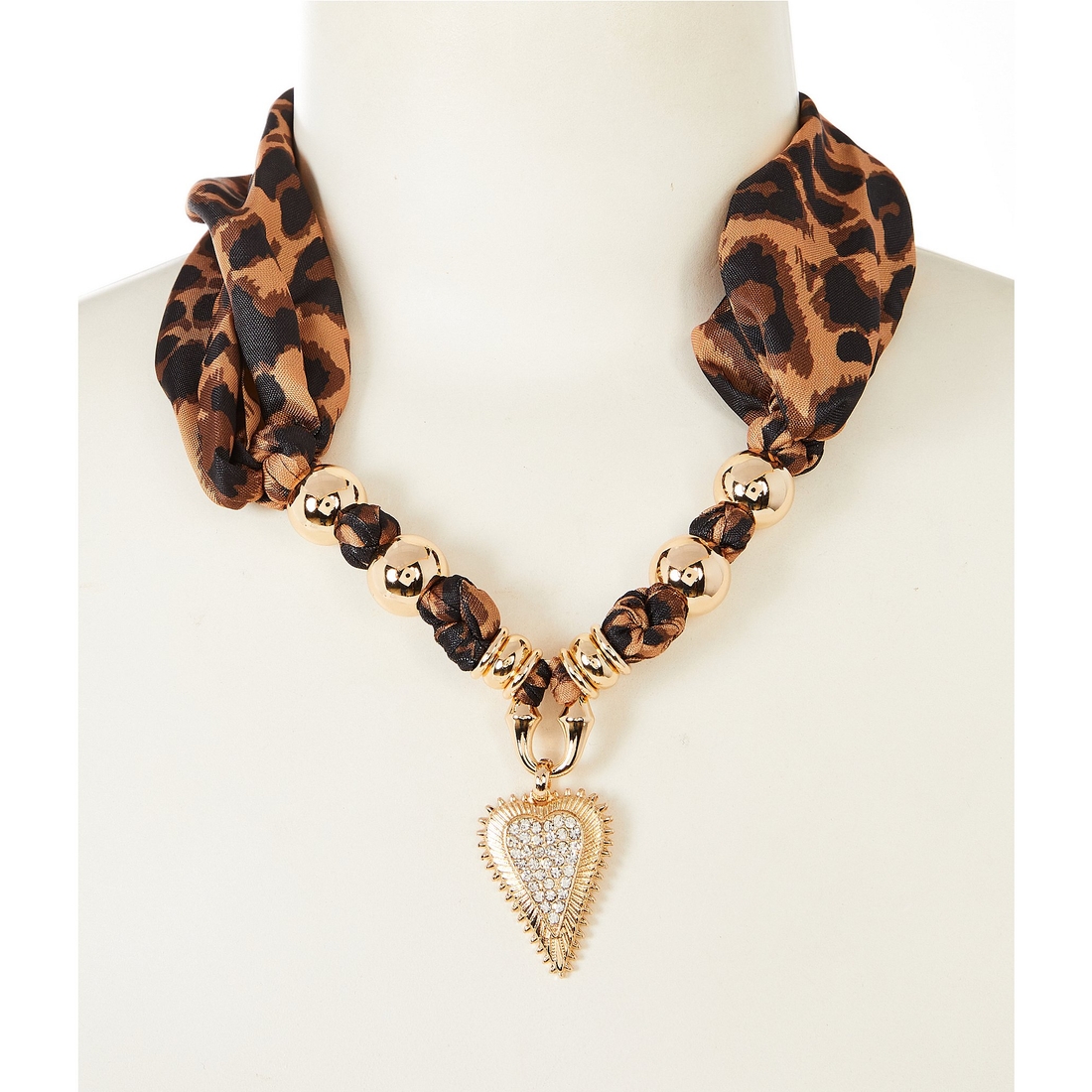 Anna & Ava Leopard Scarf Collar Charm Statment Necklace