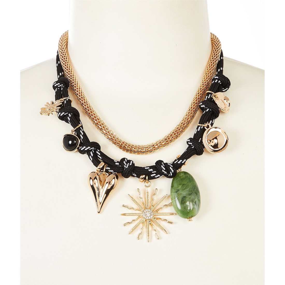 Anna & Ava Cord Charm Statement Layered Necklace