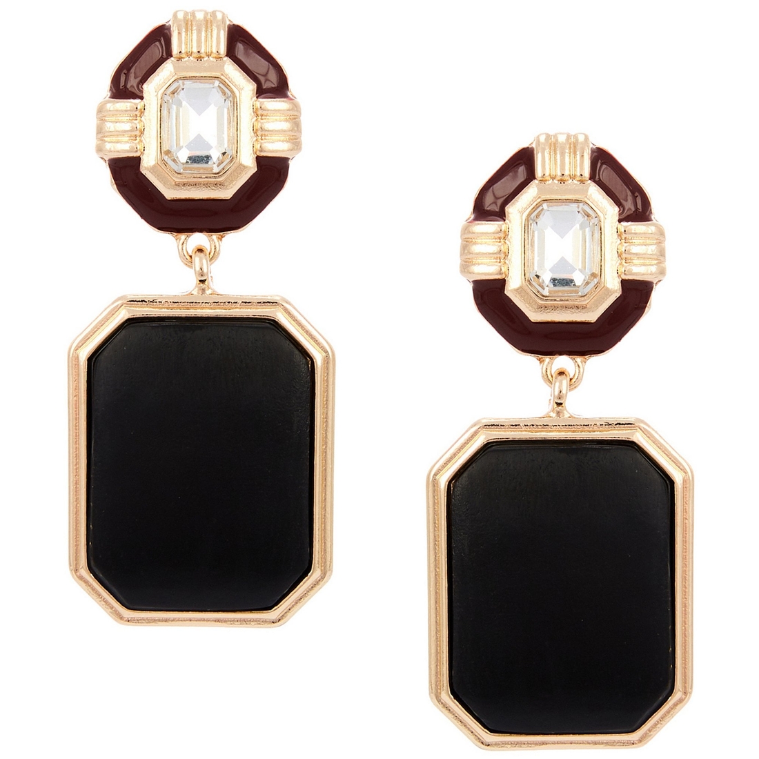 Gemma Layne Inset Stone Post Square Drop Earring