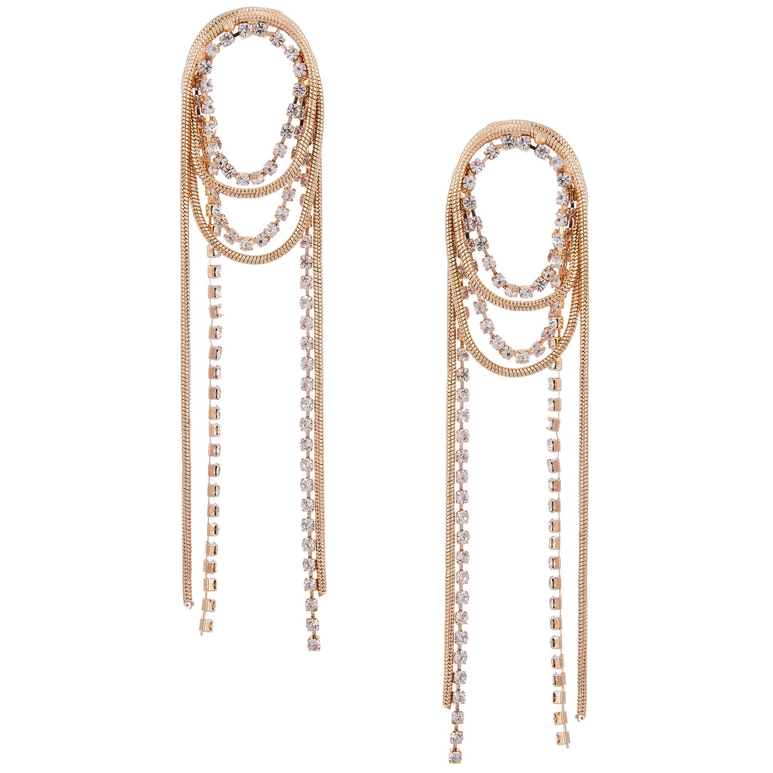 Gemma Layne Rhinestone Chain Loop Statement Drop Earrings