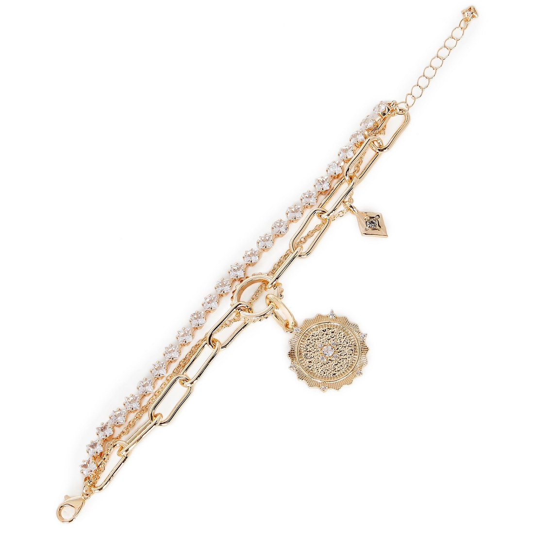 Gemma Layne Multi Chain Compass Pendant Line Bracelet