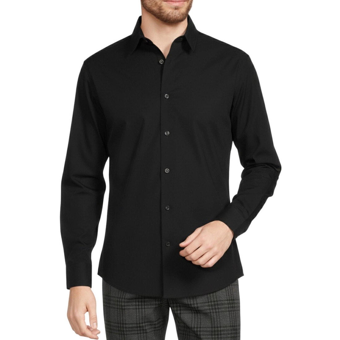 Murano Big Tall Wardrobe Essentials Solid Long-Sleeve Woven Shirt