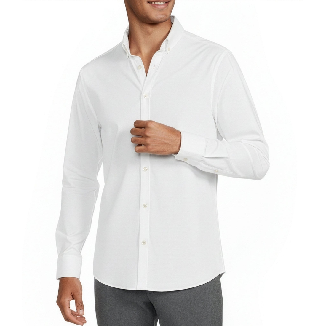 Murano Wardrobe Essentials Ultimate Modern Comfort Stretch Solid Long Sleeve Woven Shirt
