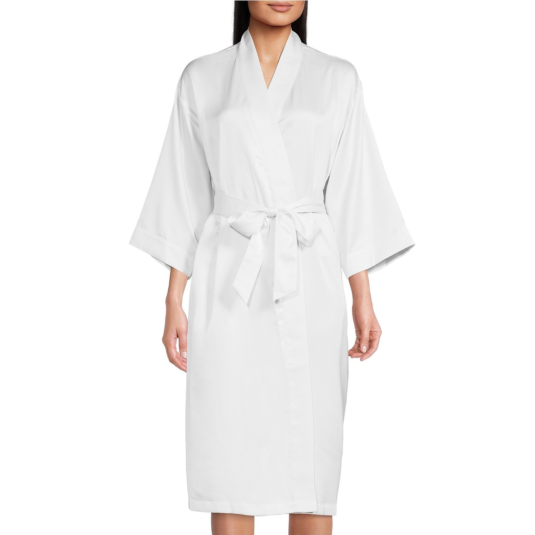Cabernet Solid Satin Short Wrap Robe