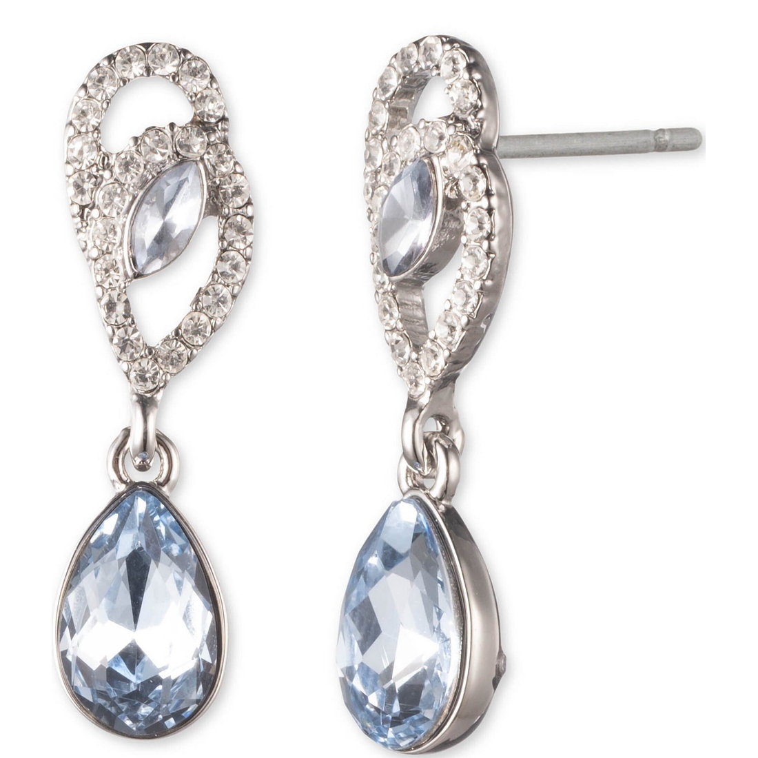 Givenchy Silver Sapphire Crystal Small Drop Earrings
