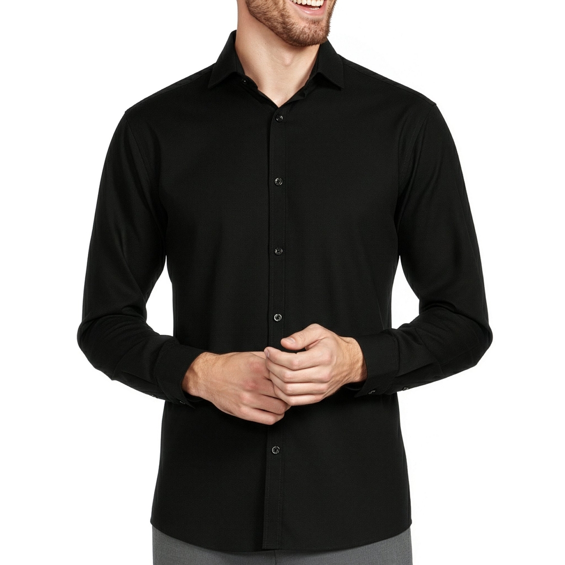 Murano Big Tall Wardrobe Essentials Dobby Stretch Long Sleeve Woven Shirt