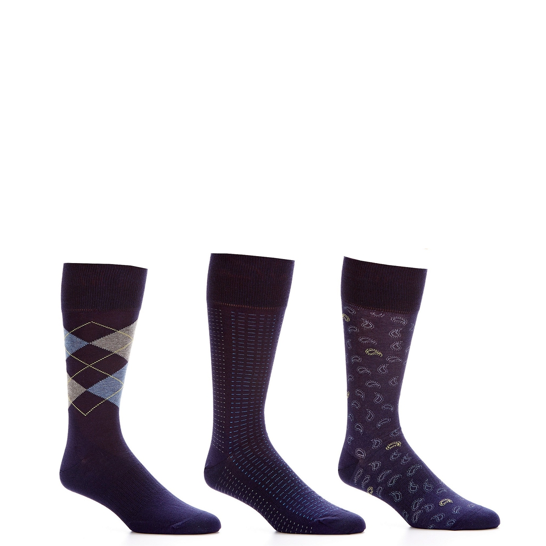 Roundtree & Yorke Argyle Basic Assorted Crew Dress Socks 3-Pack