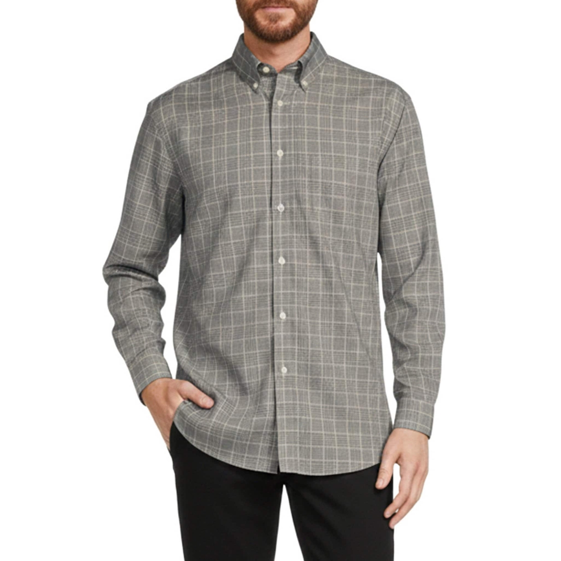 Roundtree & Yorke Gold Label Roundtree Yorke Big Tall Non-Iron Plaid Sport Shirt