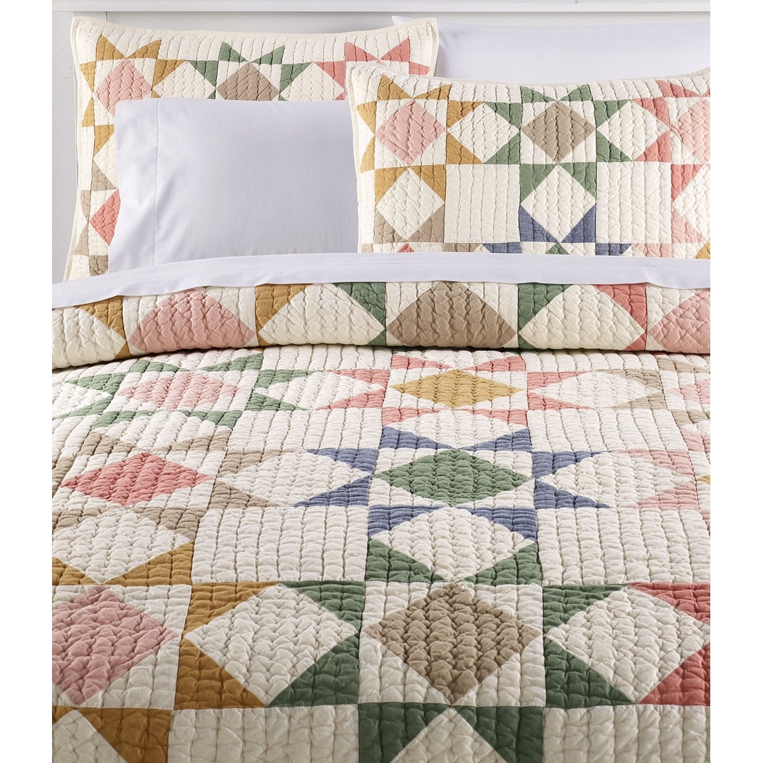 L.l.bean North Star Patchwork Pattern Reversible Quilt