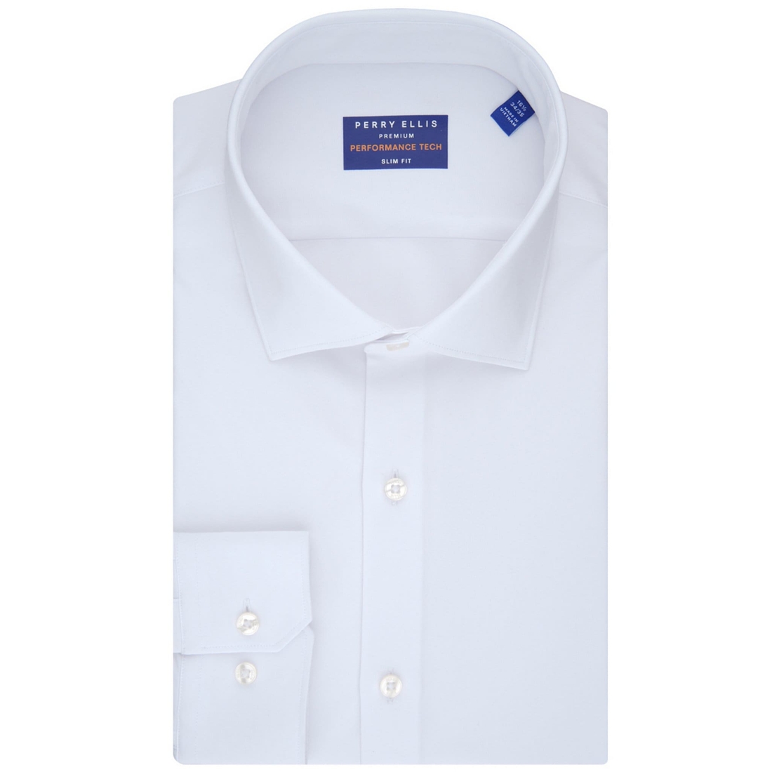 Perry Ellis Slim Fit Stretch Performance Tech Spread Collar Solid Dress Shirt