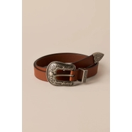 Lucky Brand Distressed Cream Leather Western Belt Native American Style Buckle L Lucky Brand Women main image 4
