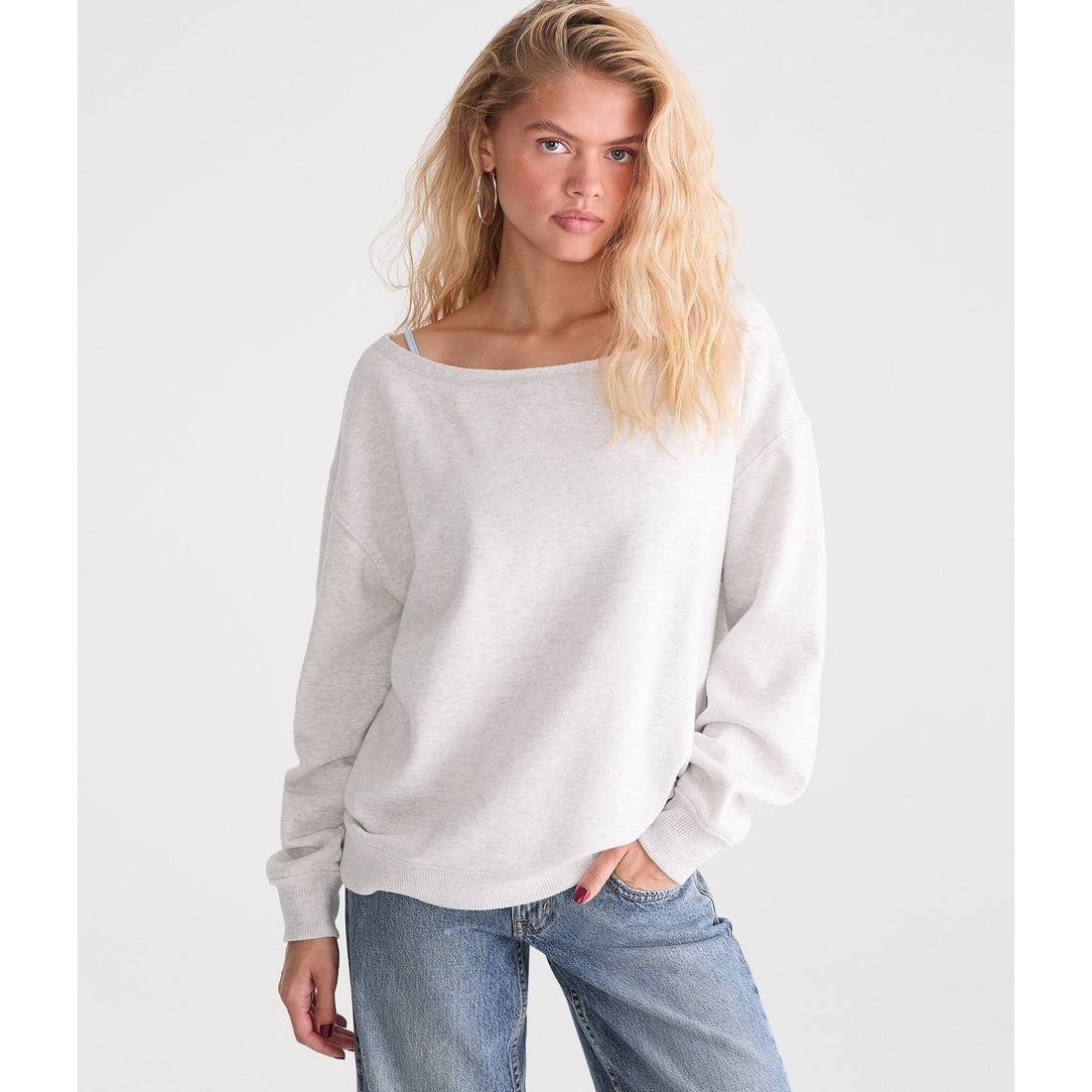 Aeropostale Cloud Soft Oversized Off-The-Shoulder Sweatshirt