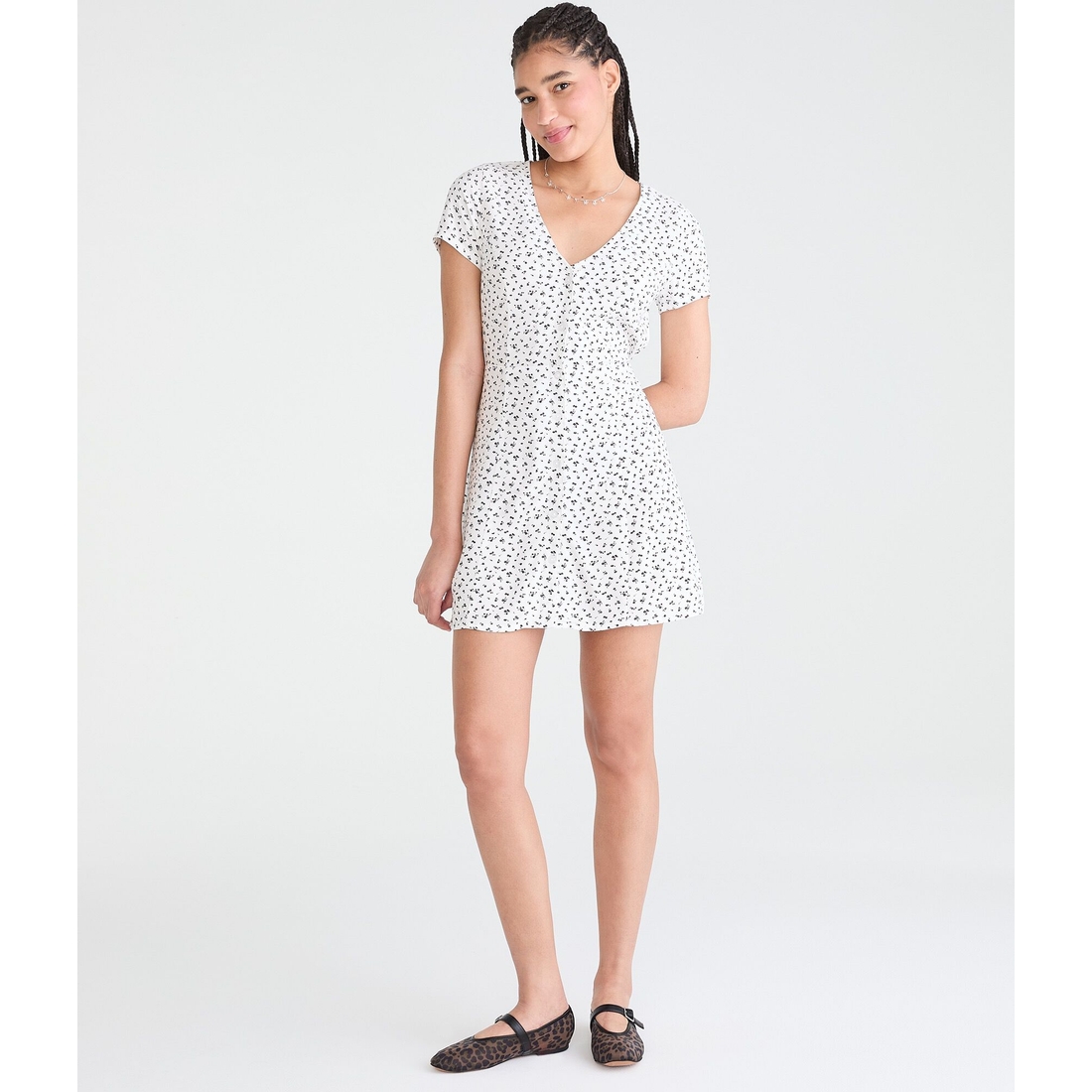 Aeropostale Printed V-Neck Buttoned A-Line Dress available now at Camarillo  Premium Outlets