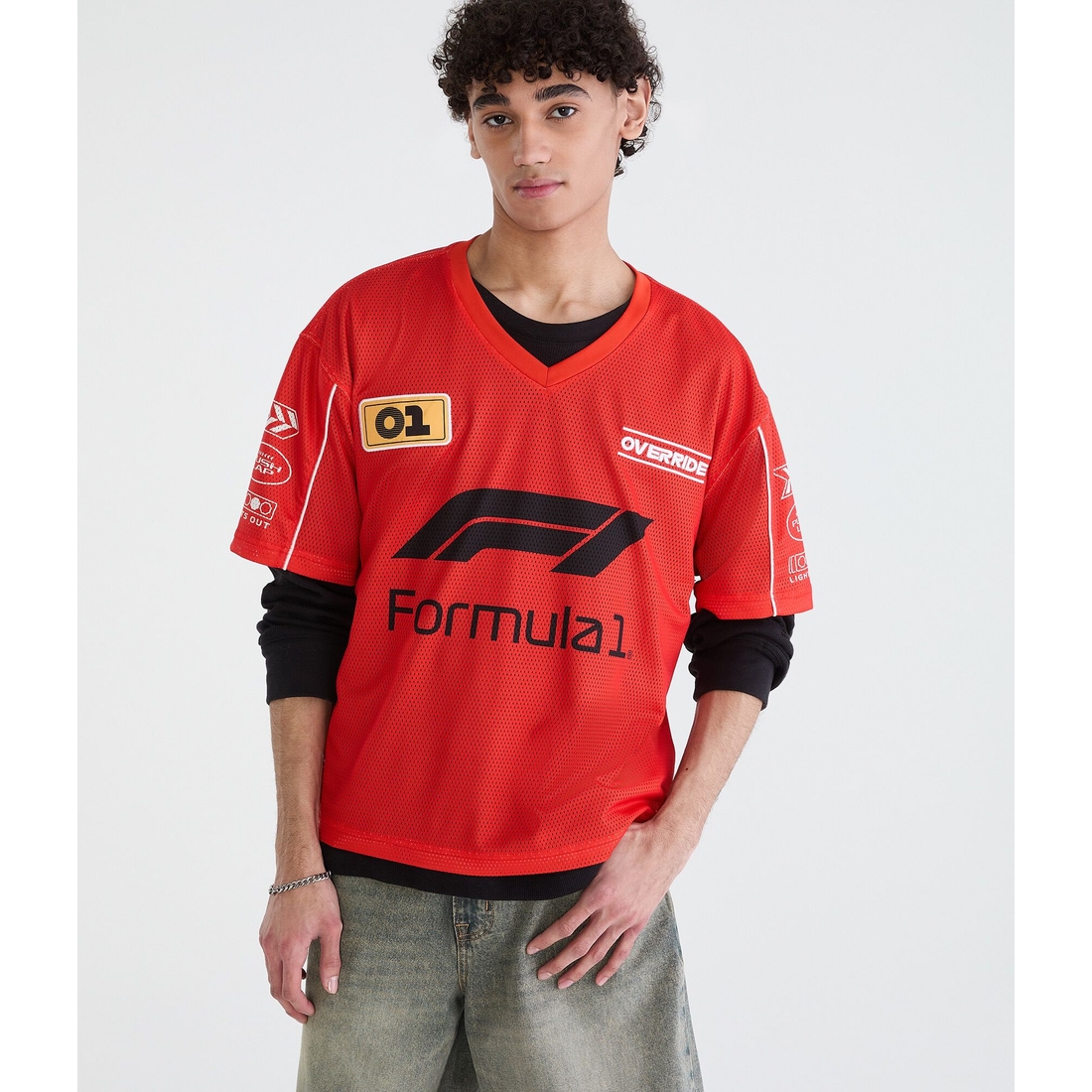 Aeropostale Formula 1® Patch V-Neck Jersey
