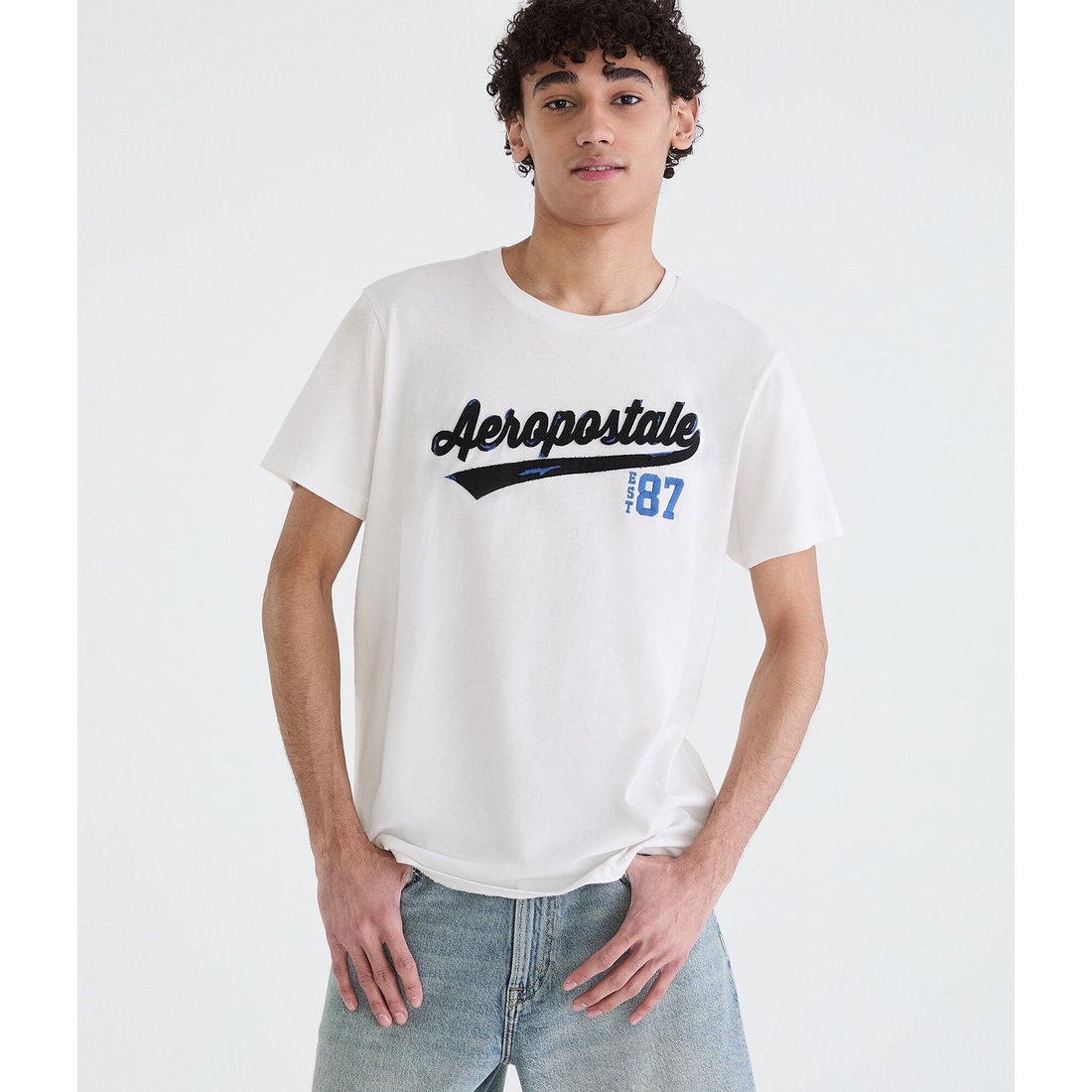 Aeropostale 87 Script Applique Graphic Tee