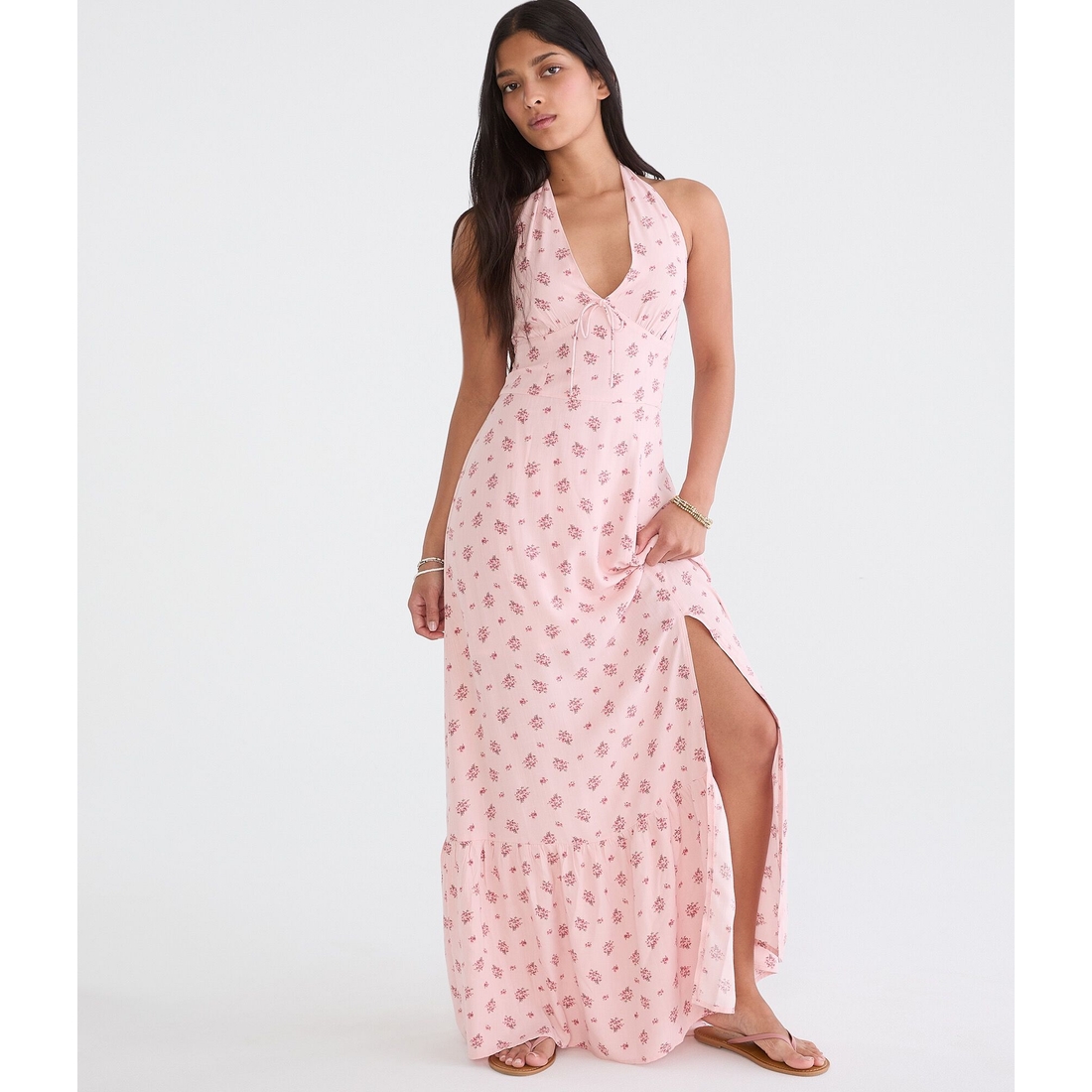 Aeropostale Floral V-Neck Halter Maxi Dress available now at Lenox Square
